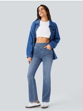 HALARA Women's Straight Leg Jeans in Blue Denim